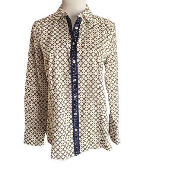 Talbots Size 4 Chain-Link Non-Iron Button Long Sleeve Perfect Shirt Women’s EUC - Picture 2 of 7